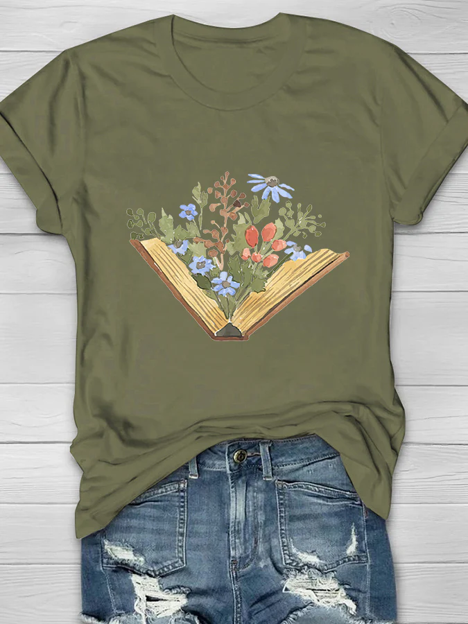 Wildflowers Book Print Women's T-shirt - Image 2