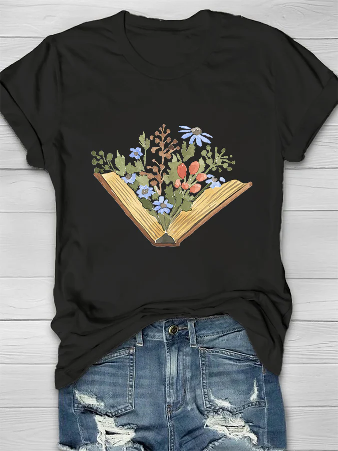 Wildflowers Book Print Women's T-shirt - Image 3