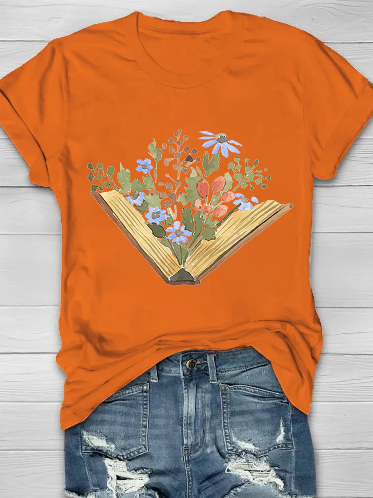 Wildflowers Book Print Women's T-shirt - Image 4