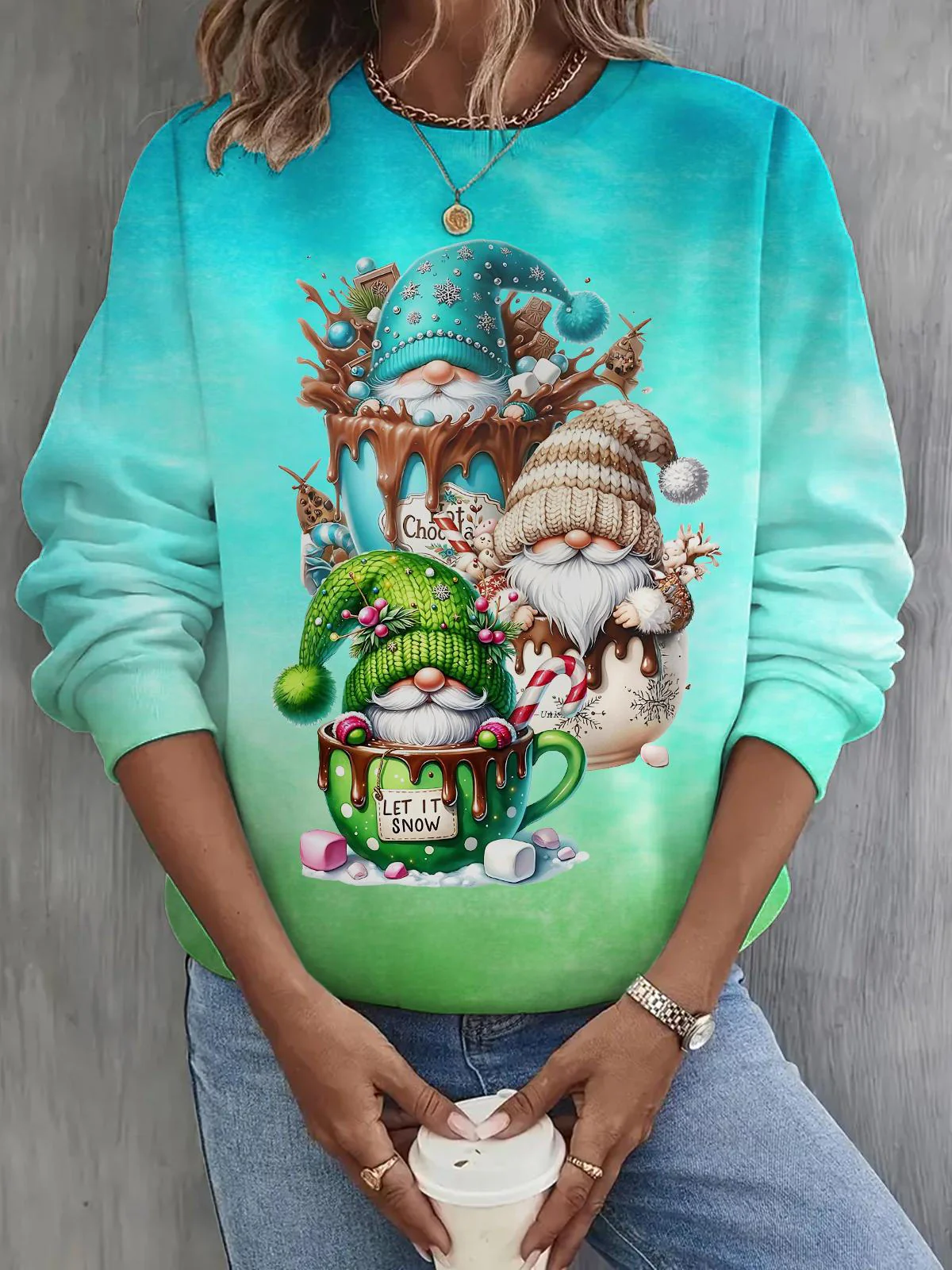 Winter Christmas Dwarf Long Sleeve Casual Top