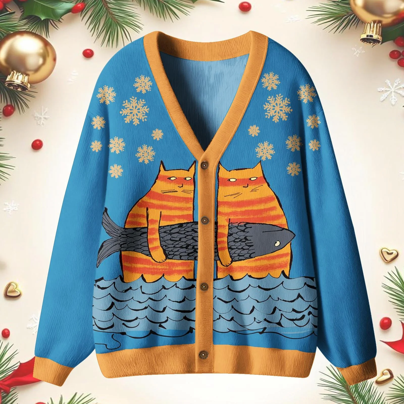 Winter Cute Cat Unisex Ugly Cardigan Sweaters