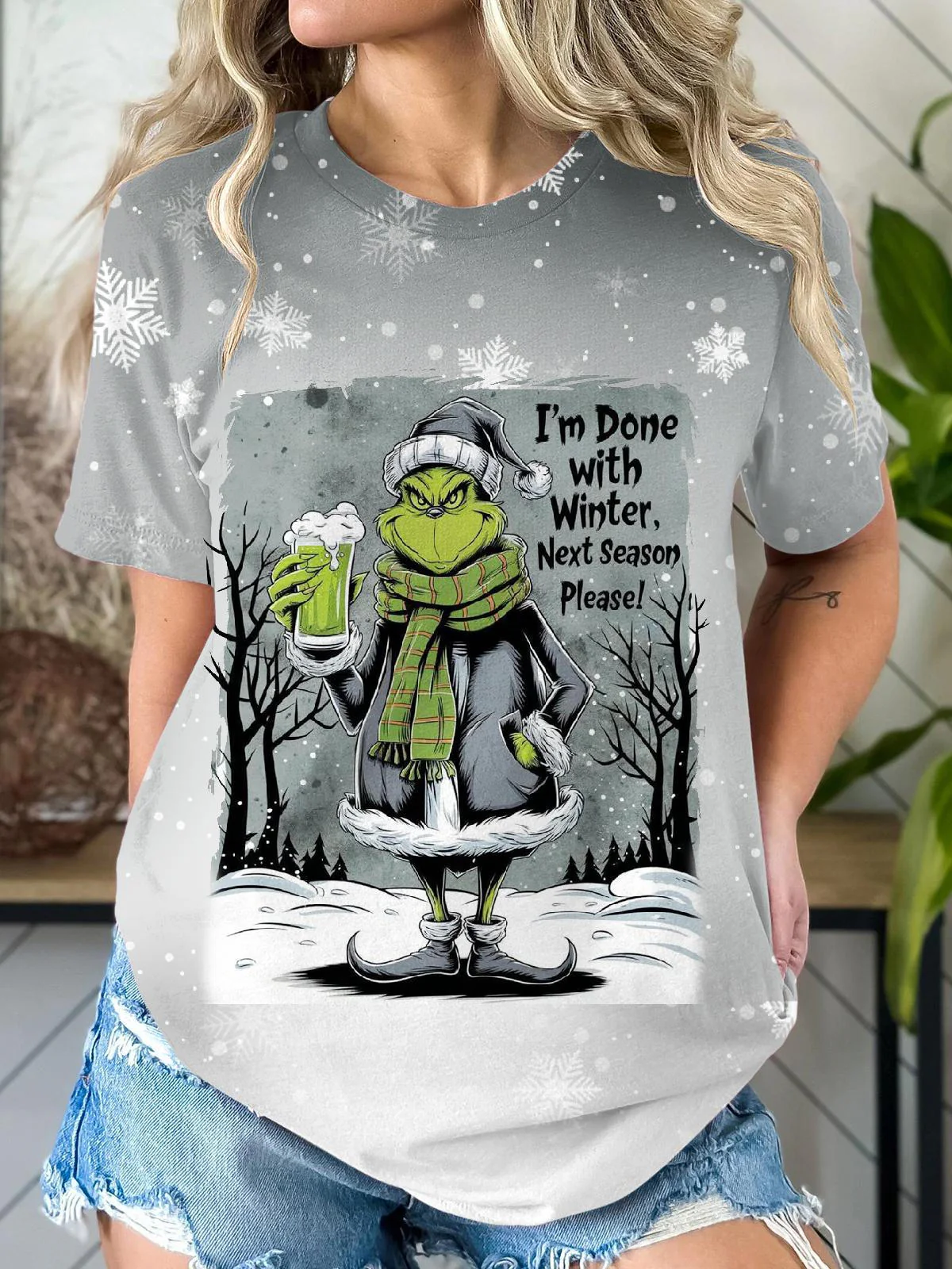 Winter Fun Grinch Crew Neck T-shirt
