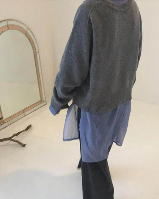 Women Pure Colour Fashion Irregular Knitwear Slanting Buckle Cardigan - Image 8