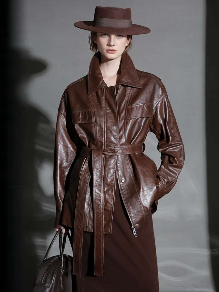 Women’s Biker-Style Leather Jacket – Casual Lambskin Short Coat for Autumn Versatile Chic Look - Image 2