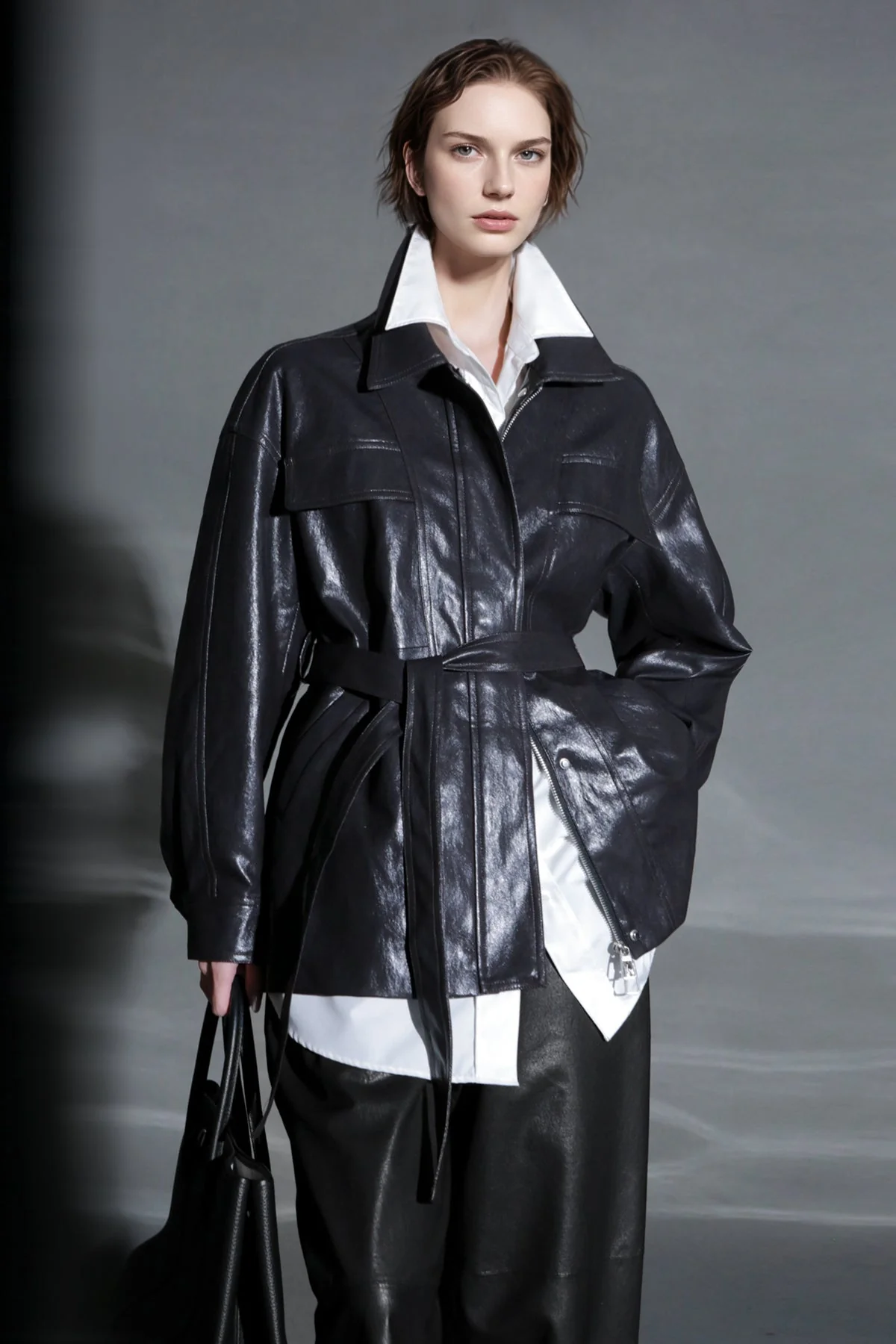 Women’s Biker-Style Leather Jacket – Casual Lambskin Short Coat for Autumn Versatile Chic Look - Image 6