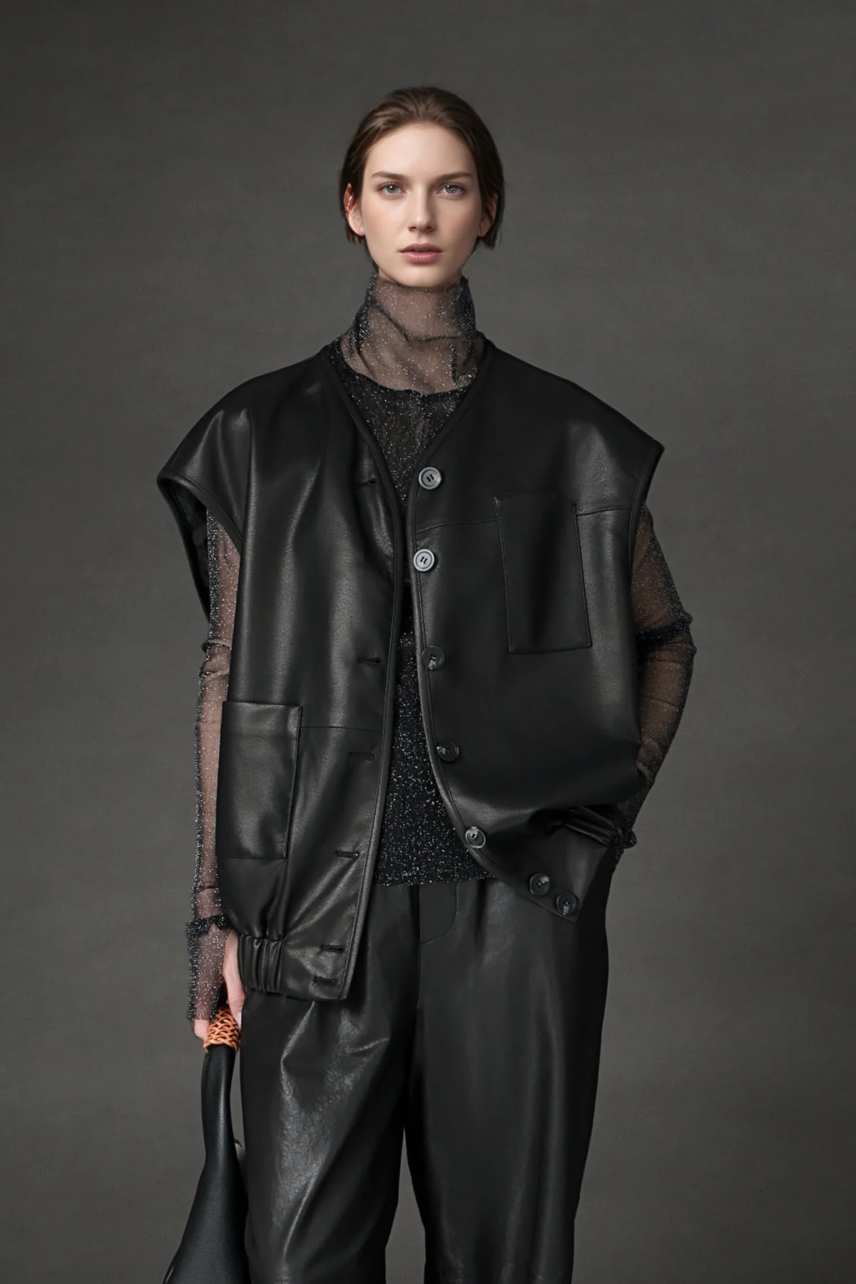 Women’s Sheepskin Leather Vest – Oversized Pocket Design Sleeveless Jacket, Versatile Chic Outerwear - Image 7