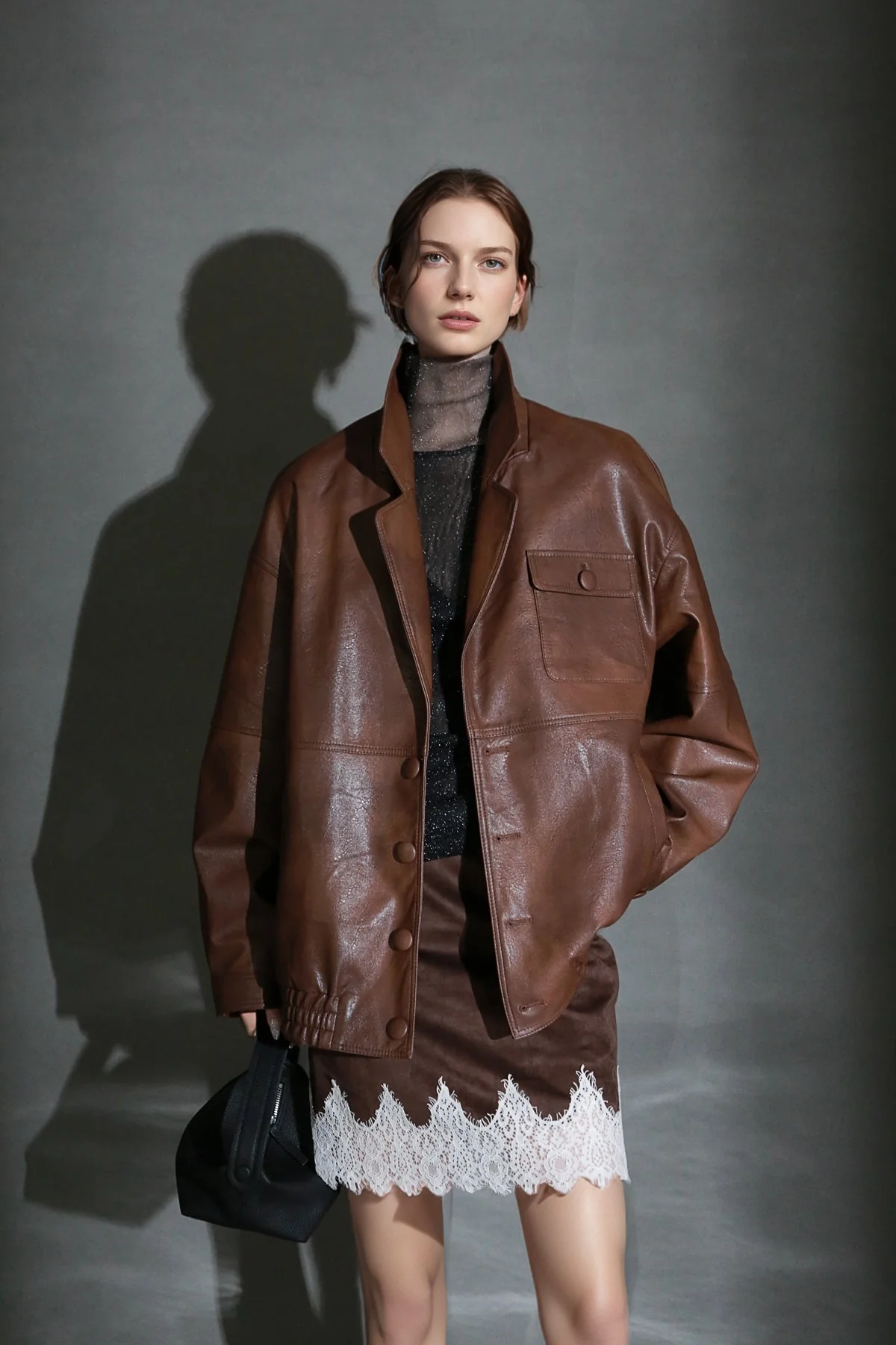 Women’s Vintage Waxed Sheepskin Leather Jacket – Distressed Blazer Collar Trendy Moto Outerwear - Image 7