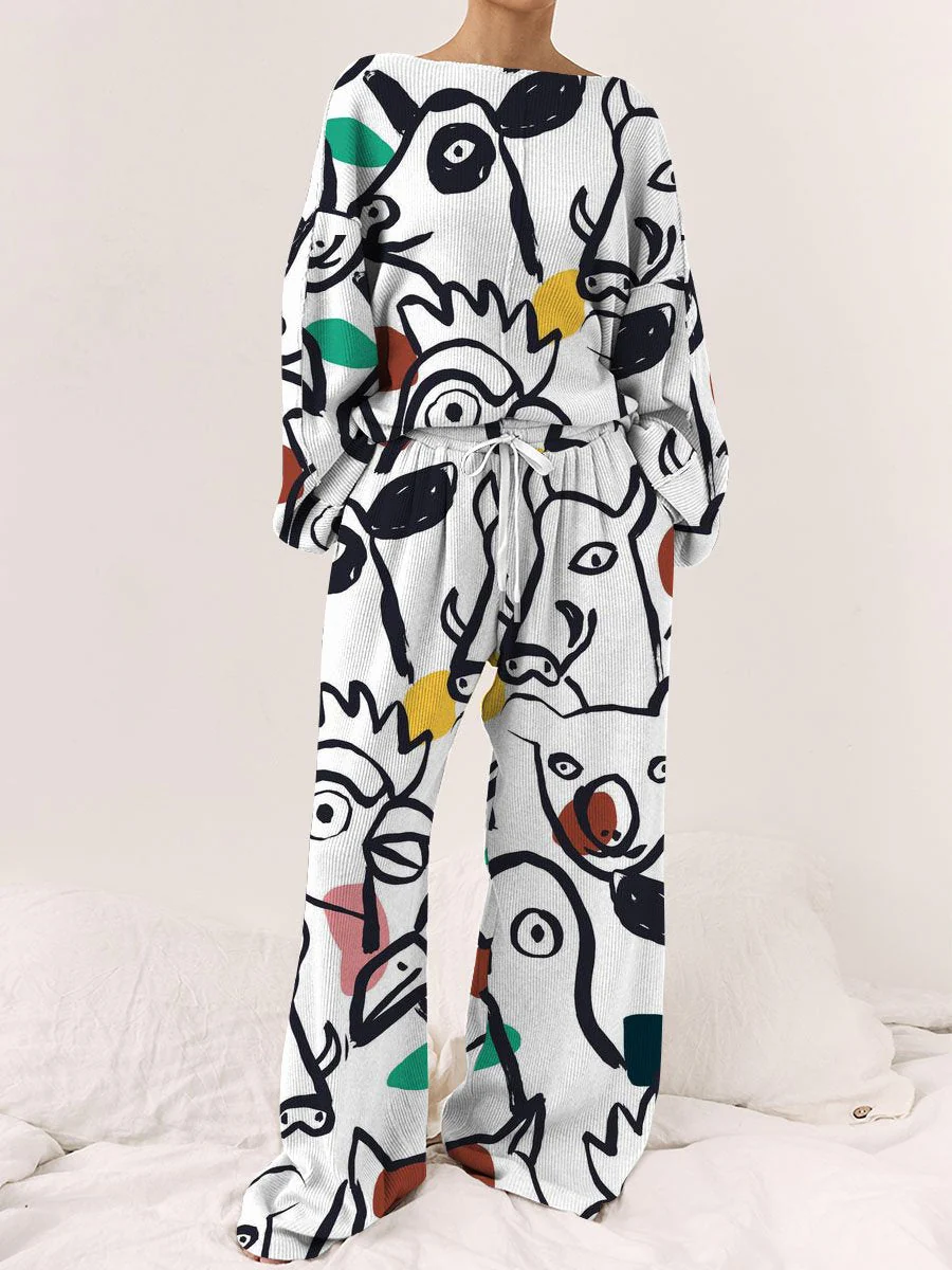 Women's Animal Collection Long Sleeve Pants Suit - Image 2