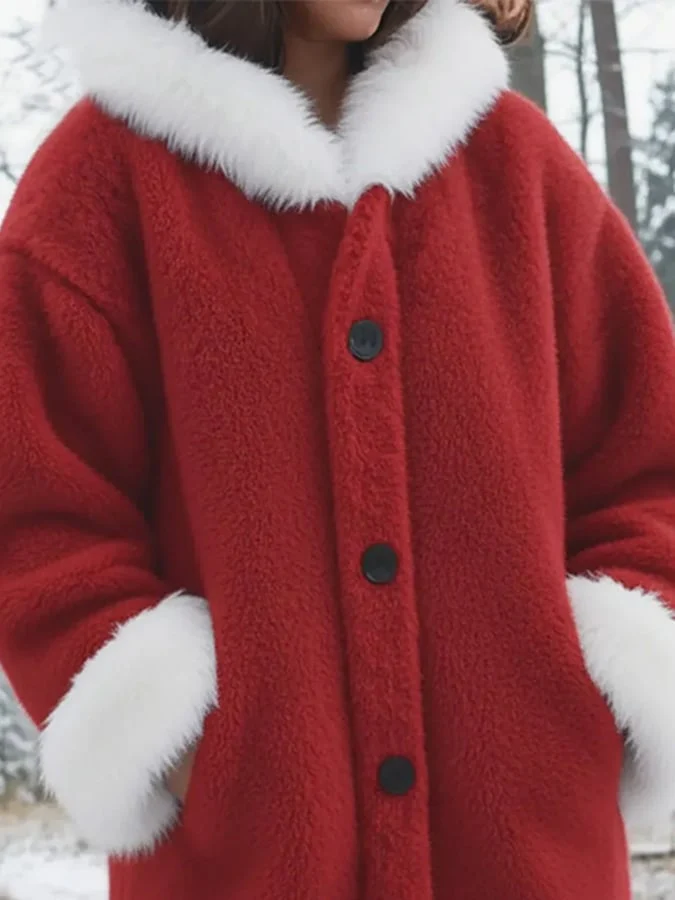 Women's Autumn/Winter Fur Collar Patchwork Coat - Image 2