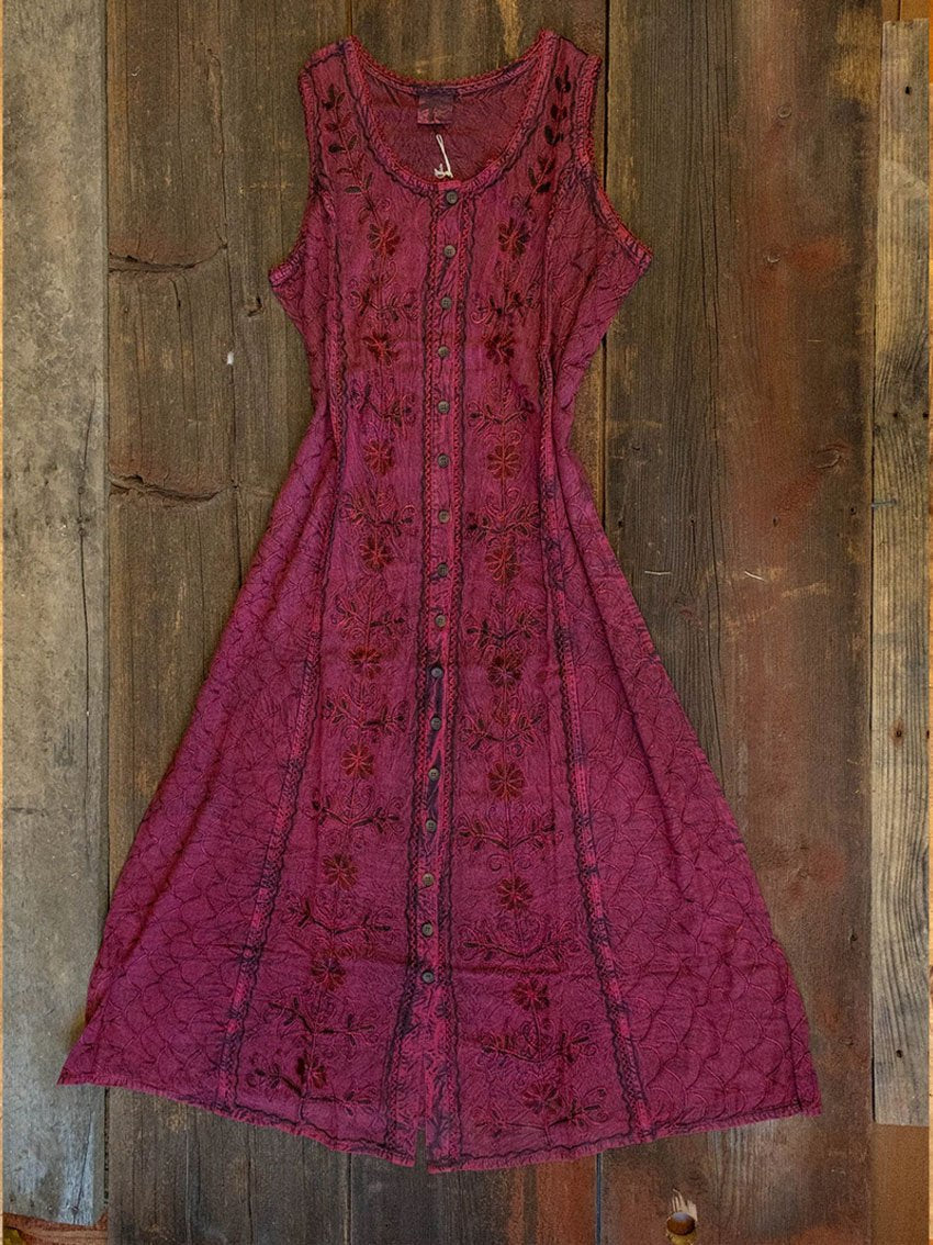 Women's Bohemian Button Down Dress Duster Hippie Style Cardigan Sleeveless Dress for Layering - Image 7