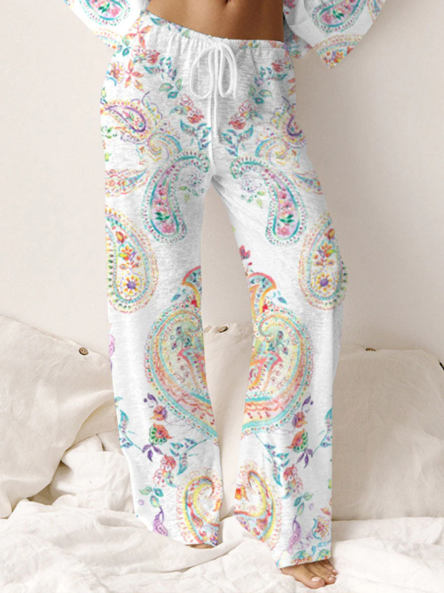 Women's Bohemian Colorful Long Sleeve Pajama Set - Image 4