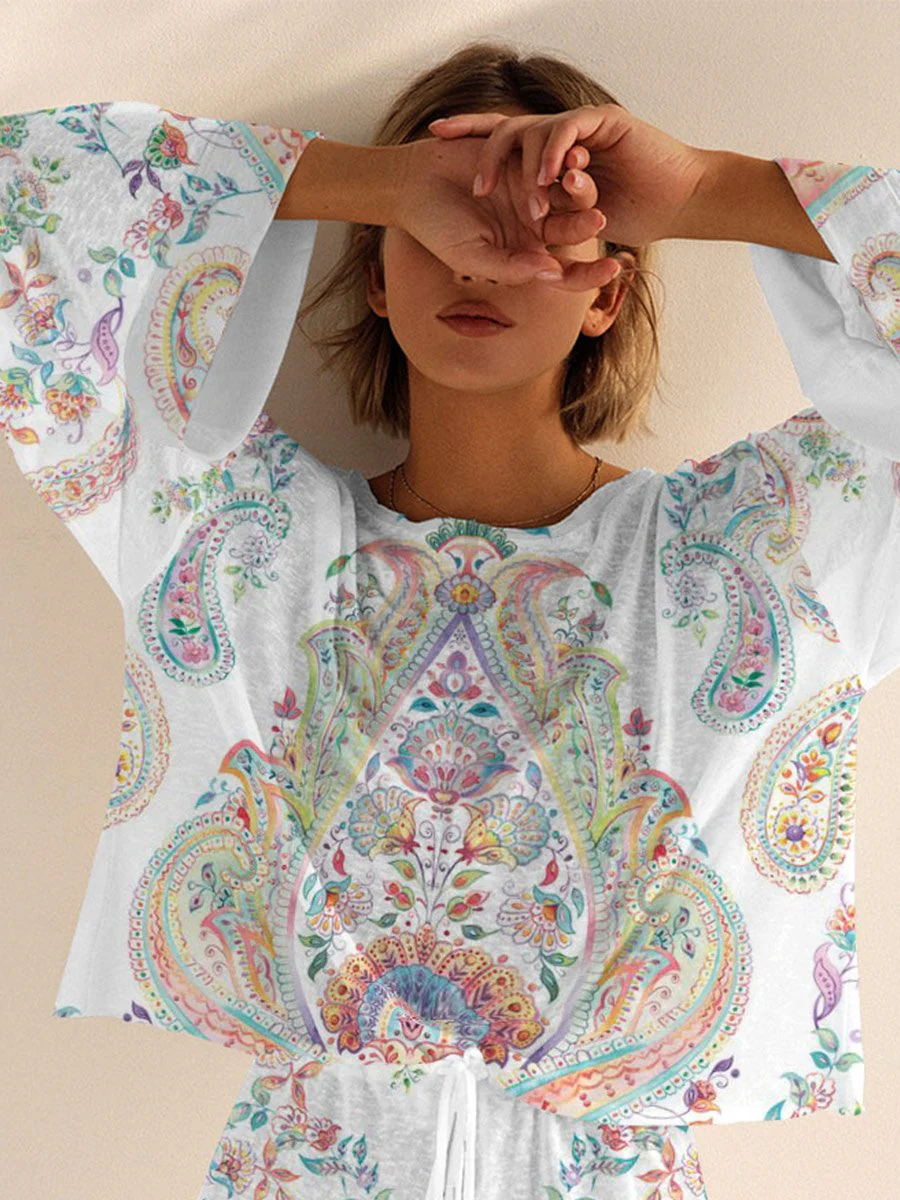 Women's Bohemian Long Sleeve Pajama Set - Image 2