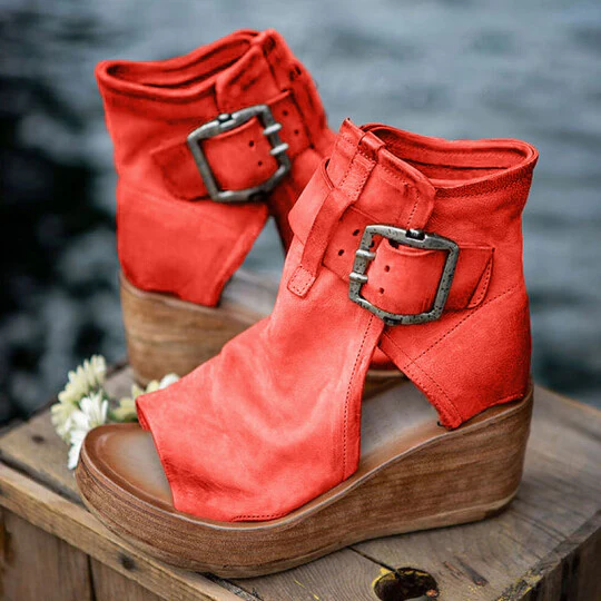 Women's Boho Comfy Buckle Wedge Sandals - Image 8