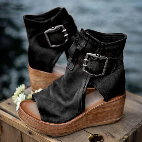 Women's Boho Comfy Buckle Wedge Sandals - Image 9