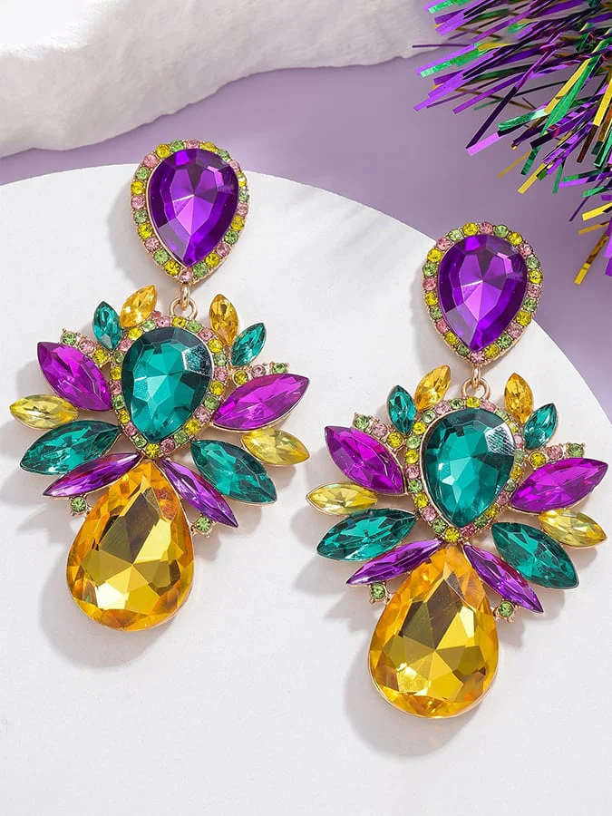Women's Carnival Geometric Flower Trendy Temperament Light Luxury Versatile Fashionable Earrings - Image 2