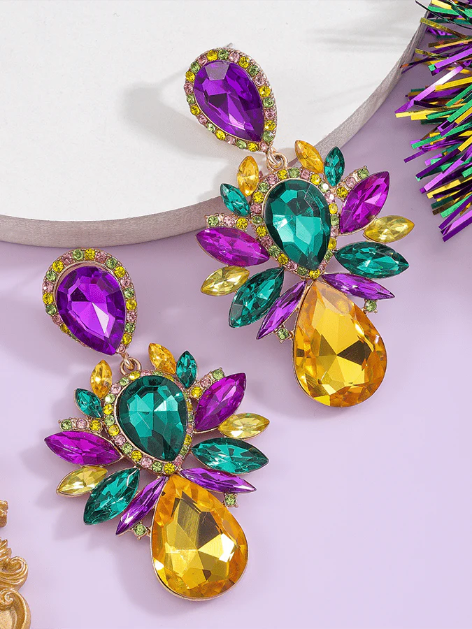 Women's Carnival Geometric Flower Trendy Temperament Light Luxury Versatile Fashionable Earrings - Image 3