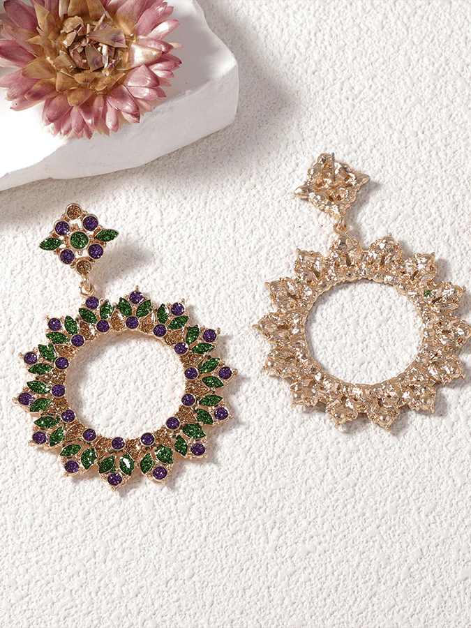 Women's Carnival Geometric Flower Trendy Temperament Light Luxury Versatile Fashionable Earrings - Image 4