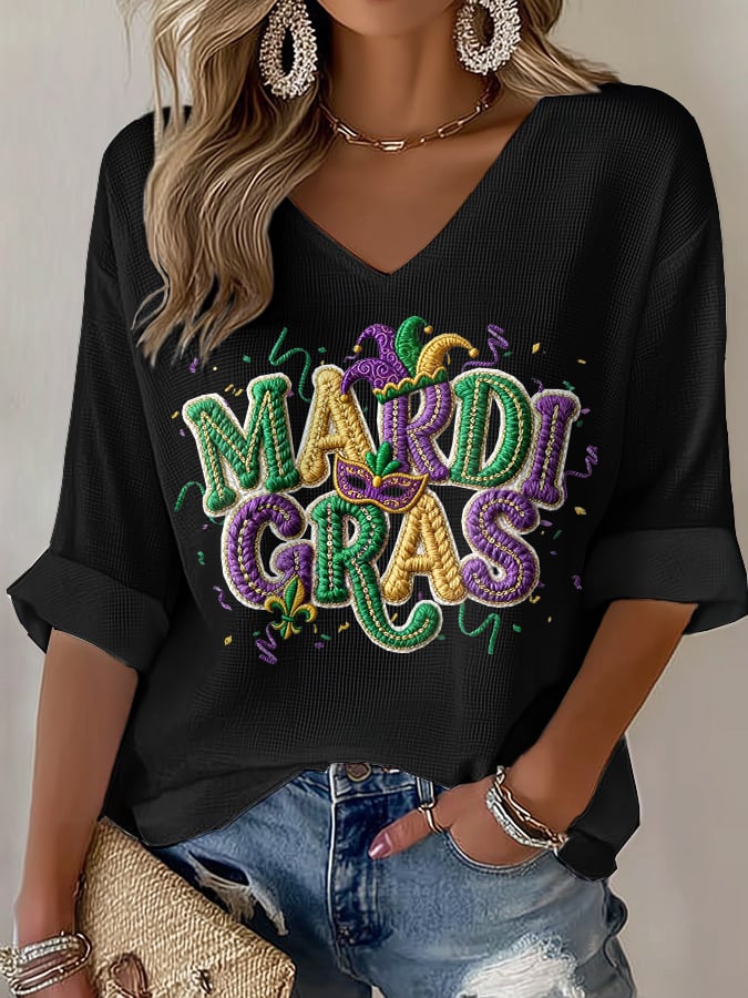 Women's Carnival Waffle Knit Long-Sleeve T-Shirt