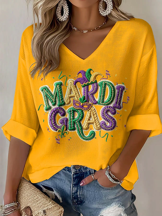 Women's Carnival Waffle Knit Long-Sleeve T-Shirt - Image 3