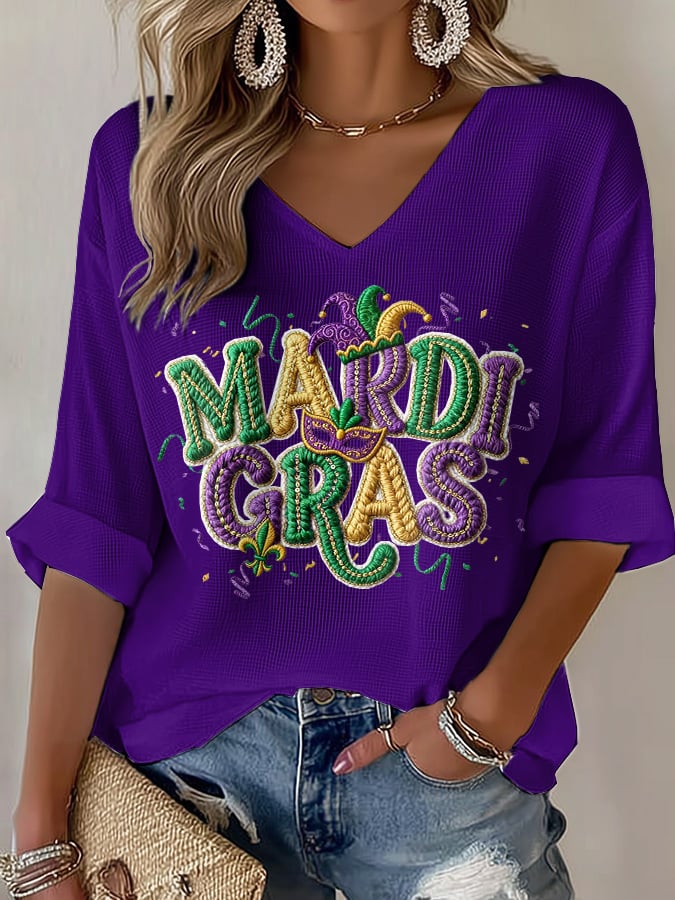 Women's Carnival Waffle Knit Long-Sleeve T-Shirt - Image 6