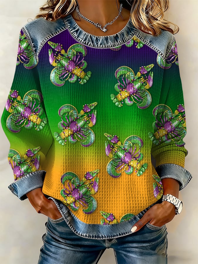 Women's Casual Carnival Lobster Waffle Sweatshirt