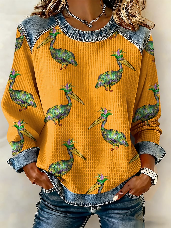 Women's Casual Carnival Pelican Waffle Sweatshirt - Image 2