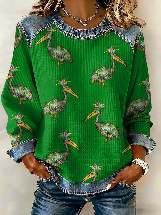 Women's Casual Carnival Pelican Waffle Sweatshirt - Image 3