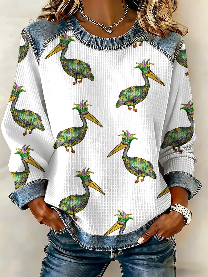 Women's Casual Carnival Pelican Waffle Sweatshirt - Image 4