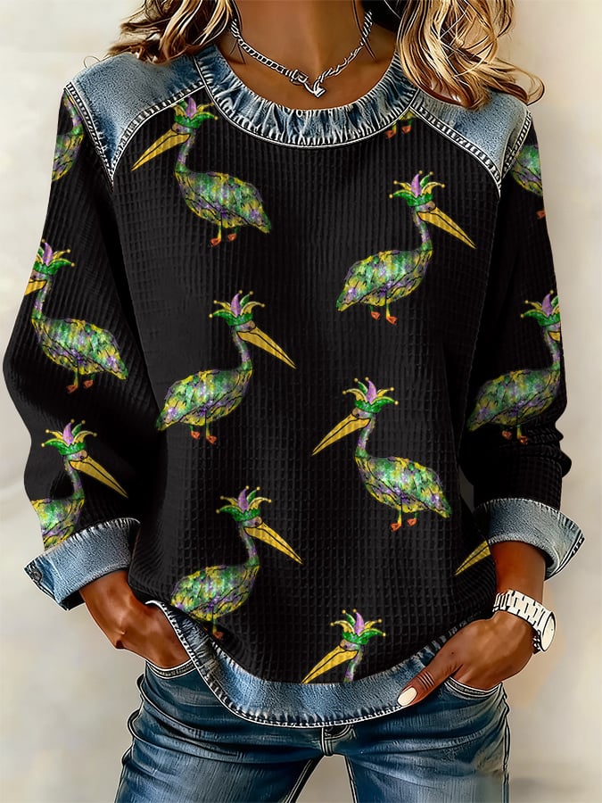 Women's Casual Carnival Pelican Waffle Sweatshirt - Image 5