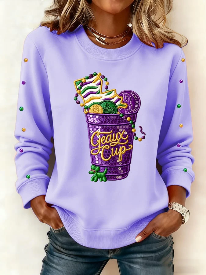 Women's casual carnival striped sweatshirt