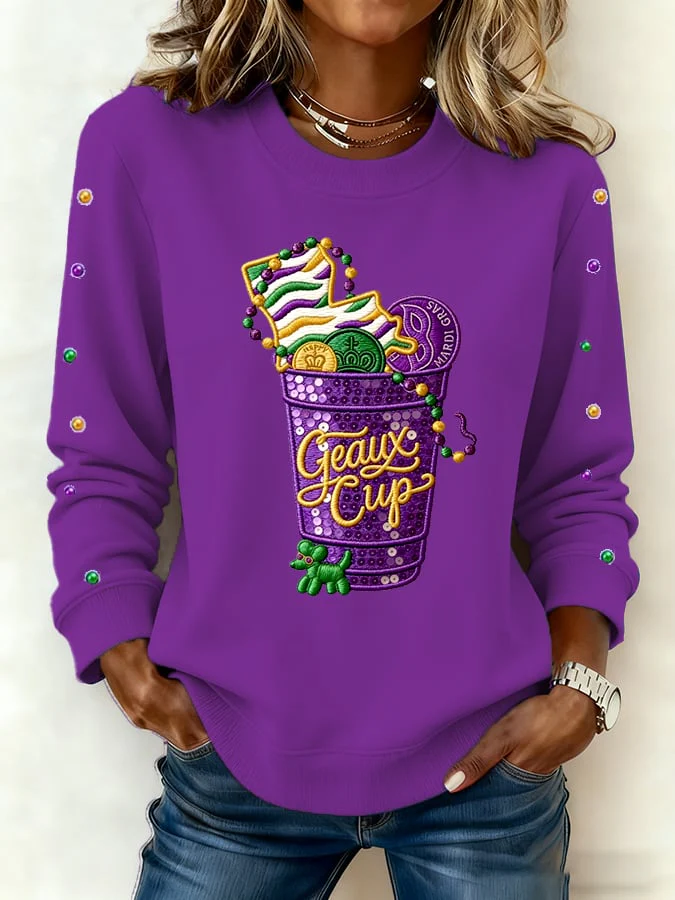 Women's casual carnival striped sweatshirt - Image 2
