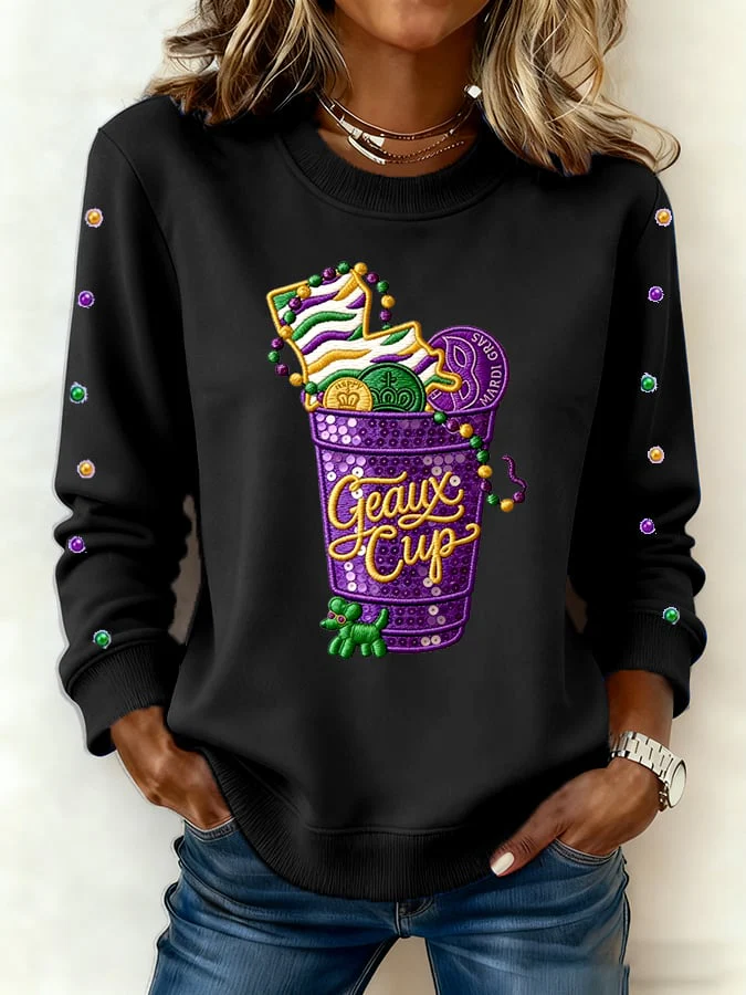Women's casual carnival striped sweatshirt - Image 3