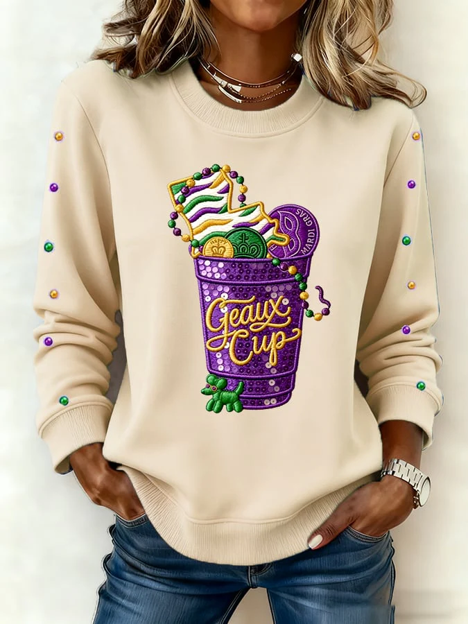Women's casual carnival striped sweatshirt - Image 4