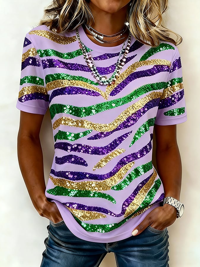 Women's casual carnival tiger print T-shirt - Image 2