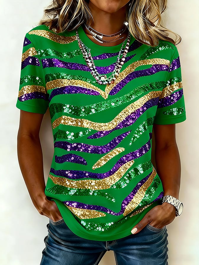 Women's casual carnival tiger print T-shirt - Image 4