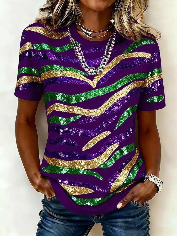 Women's casual carnival tiger print T-shirt - Image 5