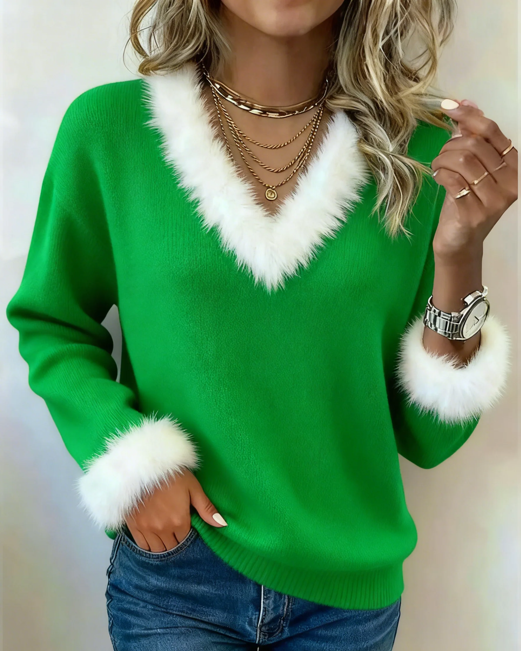 Women's Casual Christmas Color-Block Top - Image 6