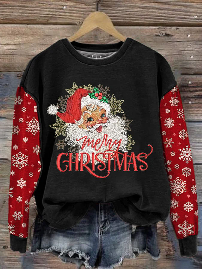 Women's Casual Christmas Pink Santa Claus Sweatshirt - Image 3