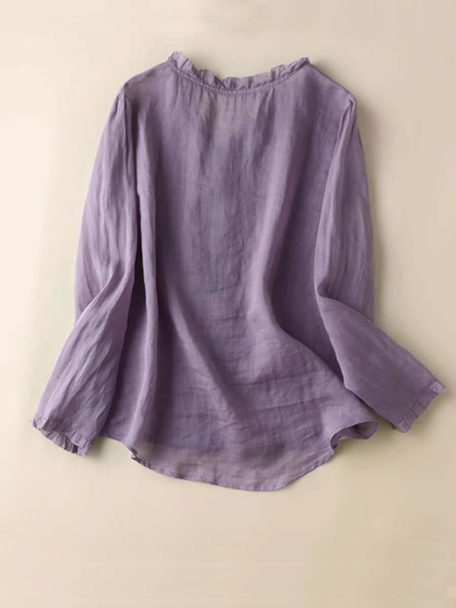 Women's Casual Cotton And Linen Shirt - Image 3