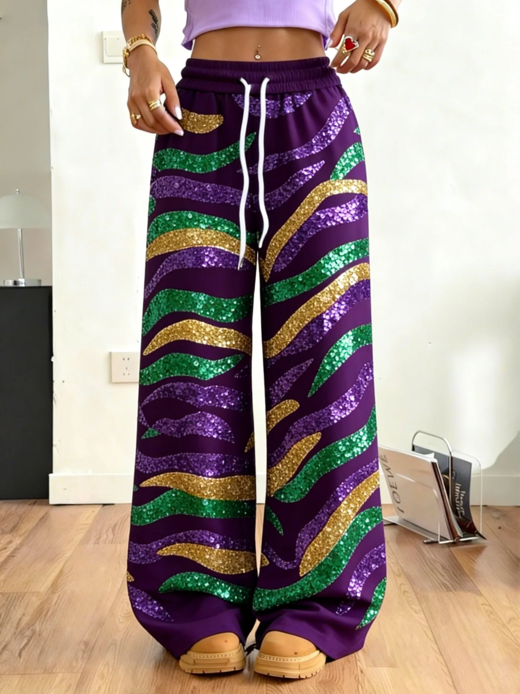 Women's casual fashion Mardi Gras tiger print sweatshirt - Image 5