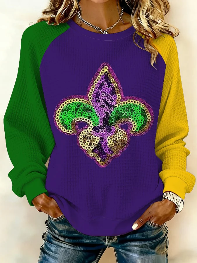 Women'S Casual Mardi Gras Print Sweatshirt
