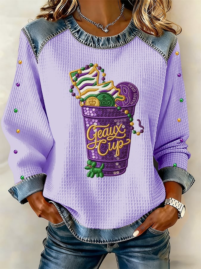 Women's Casual Mardi Gras Print Sweatshirt