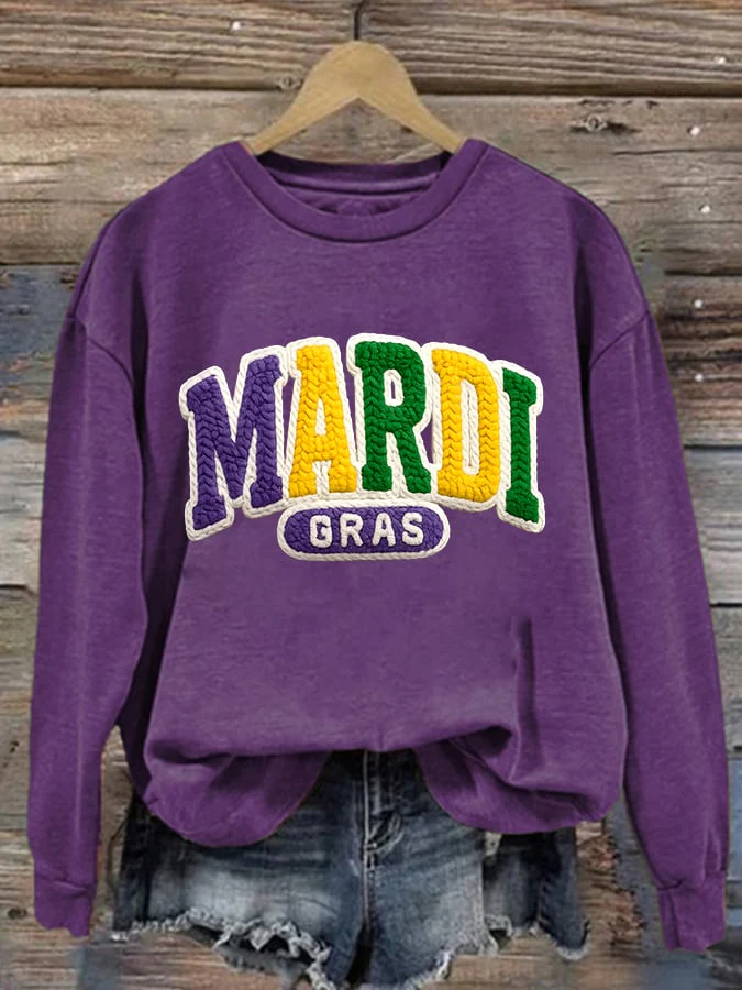 Women'S Casual Mardi Gras Printed Sweatshirt