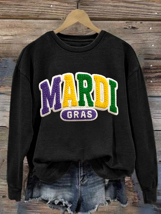 Women'S Casual Mardi Gras Printed Sweatshirt - Image 2