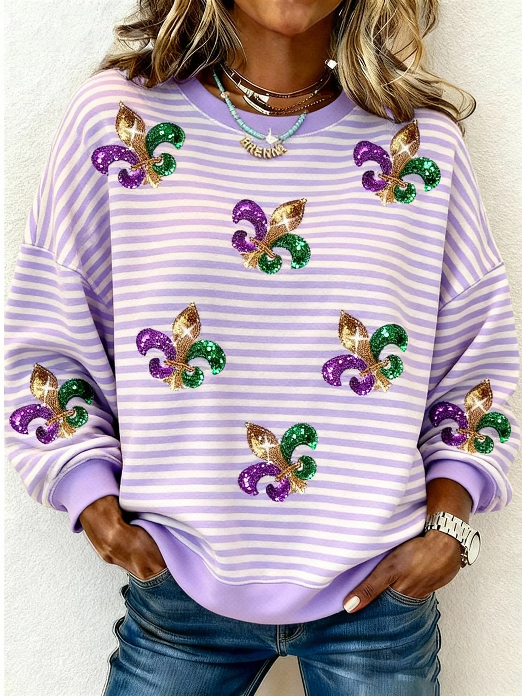 Women's casual Mardi Gras sweatshirt
