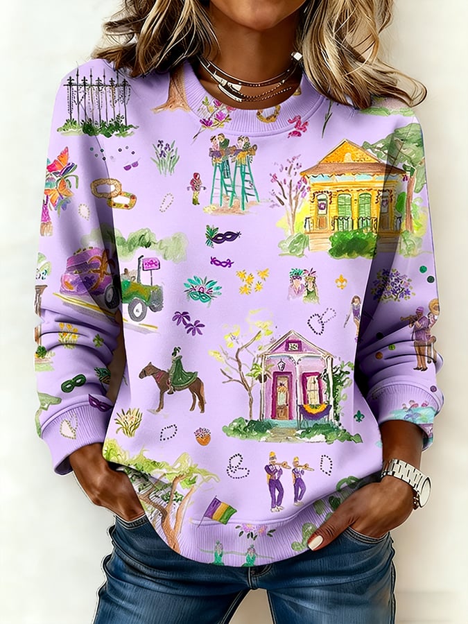 Women's casual Mardi Gras sweatshirt
