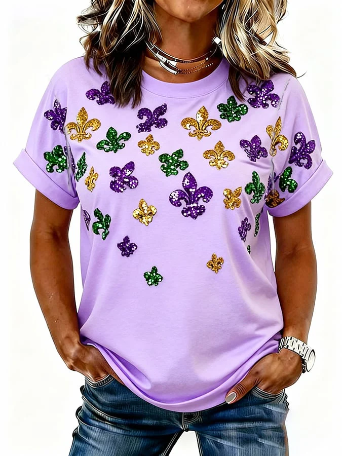 Women's casual Mardi Gras T-shirt - Image 2