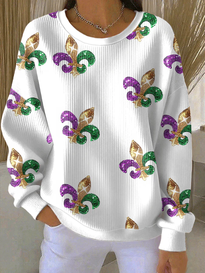 Women's Casual Print Long Sleeve Knit Top