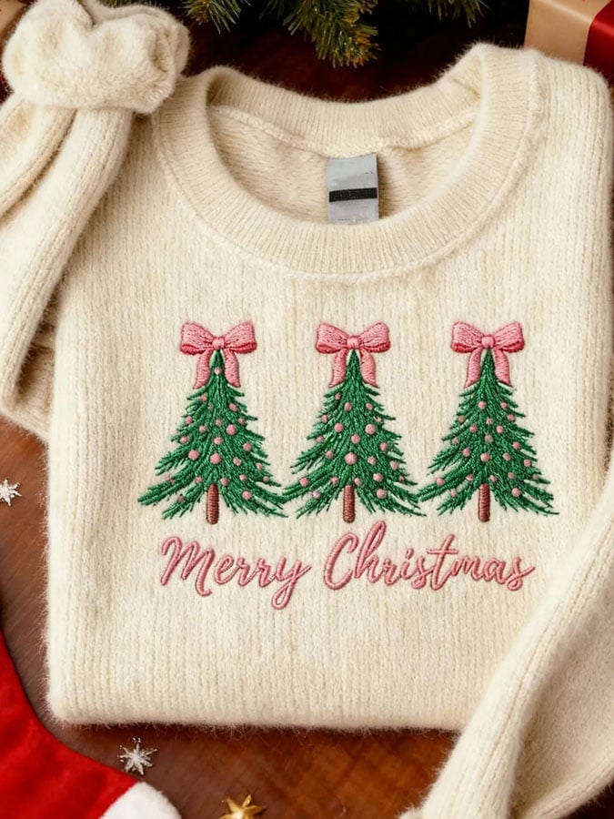 Women's Casual Print Long Sleeve Knit Top - Image 2