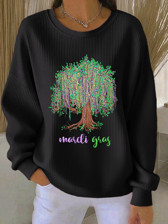 Women's Casual Print Long Sleeve Knit Top - Image 2